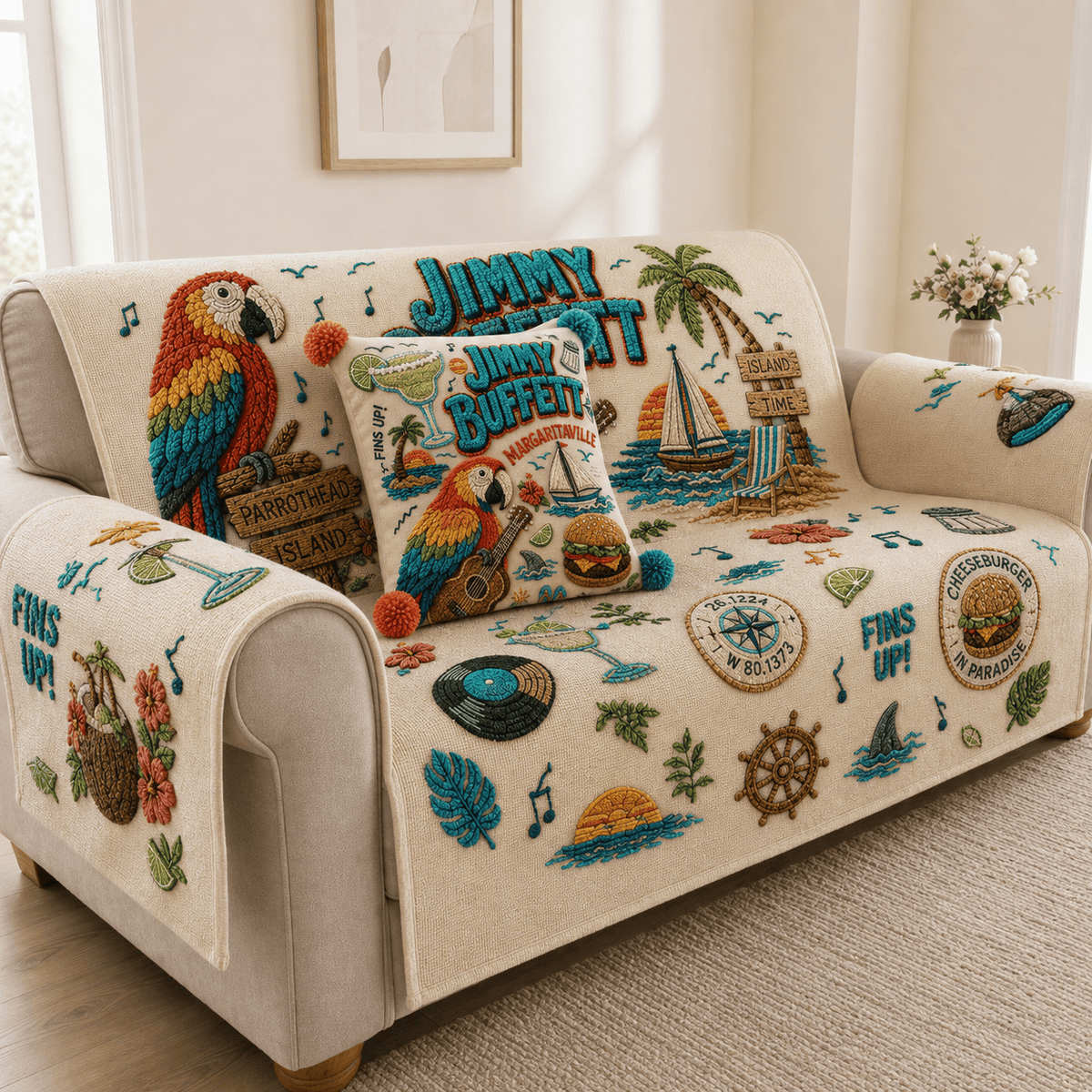 JBT Tufted Sofa Cover & Pillow Set DNBN