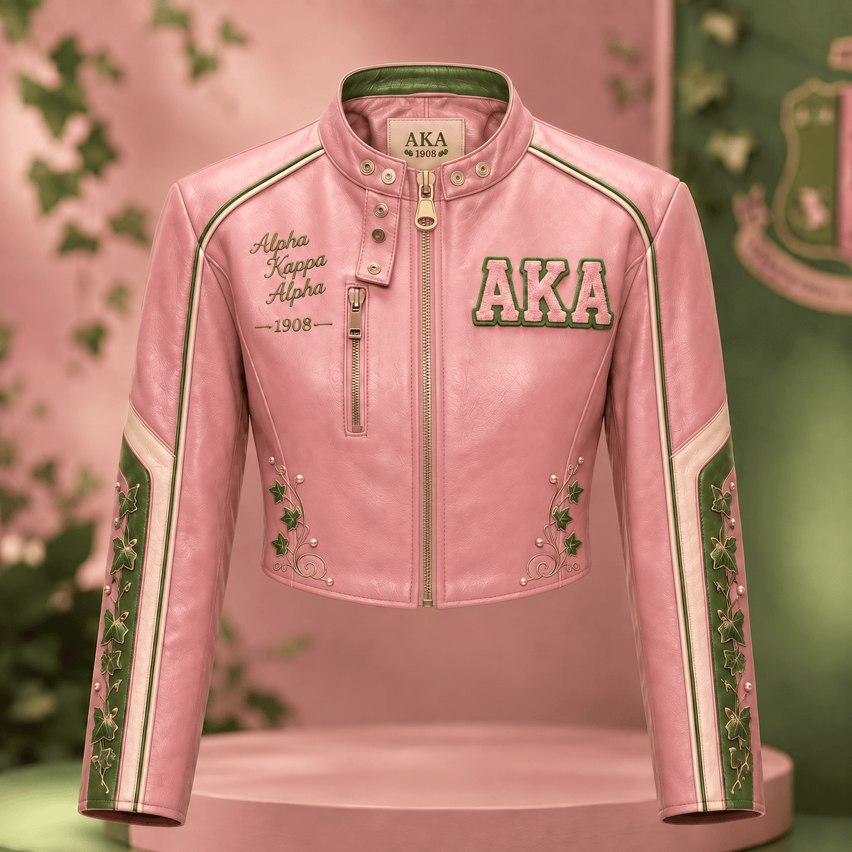 Premium AKA Cropped Leather Zipper Jacket TNSM