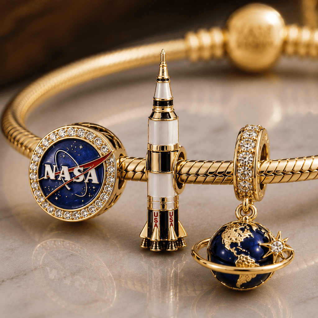 NASA Gold Charm Bracelet Set VTH