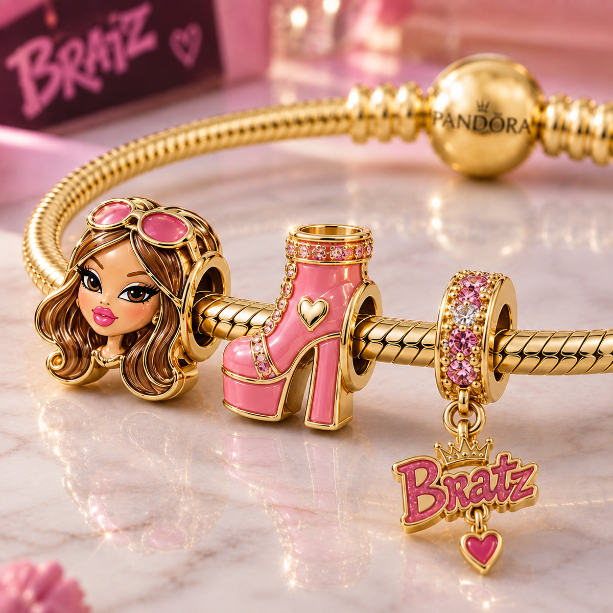 BRZ Gold Charm Bracelet Set VTH