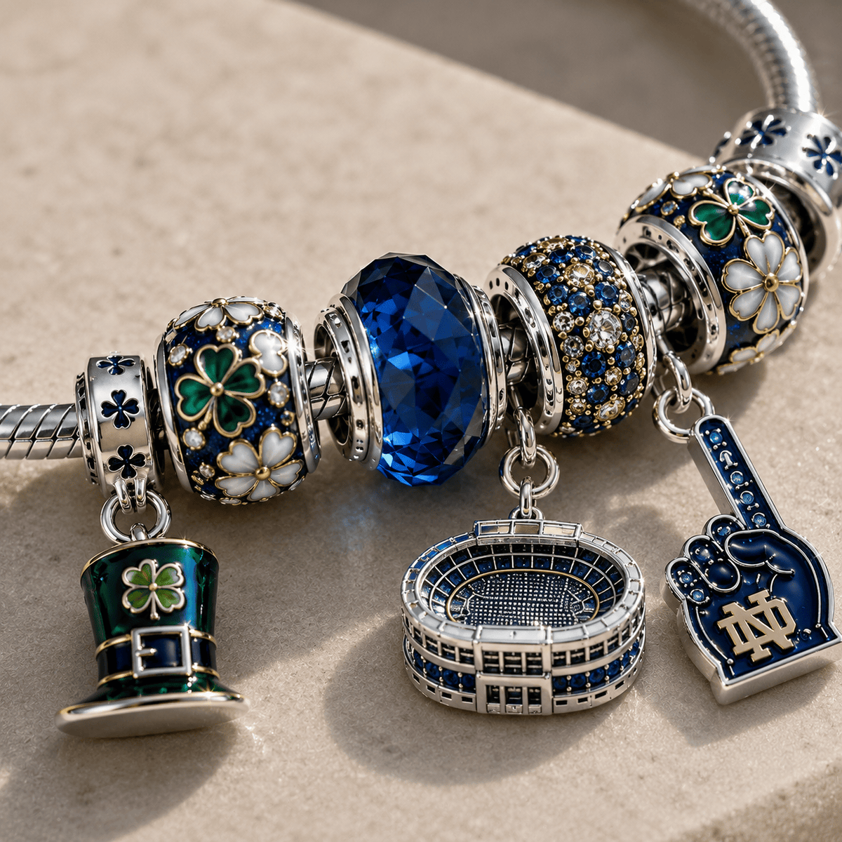 NDFI Silver Charm Bracelet Set NTTB