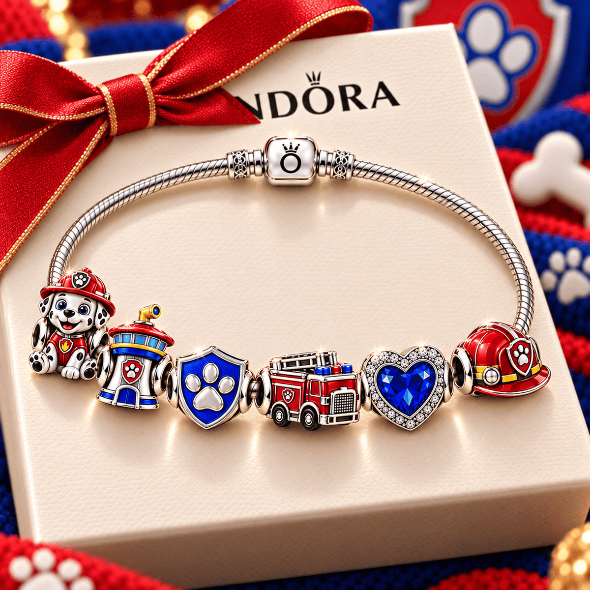 PAWP Silver Charm Bracelet Set PNPA