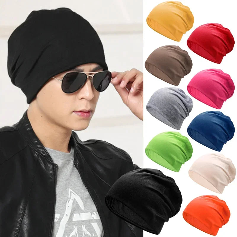 Candy Color Stacked Hat Men Women Spring Summer Thin Breathable Cover Head Hat Street Dance Headscarf Cotton Polyester Fabric