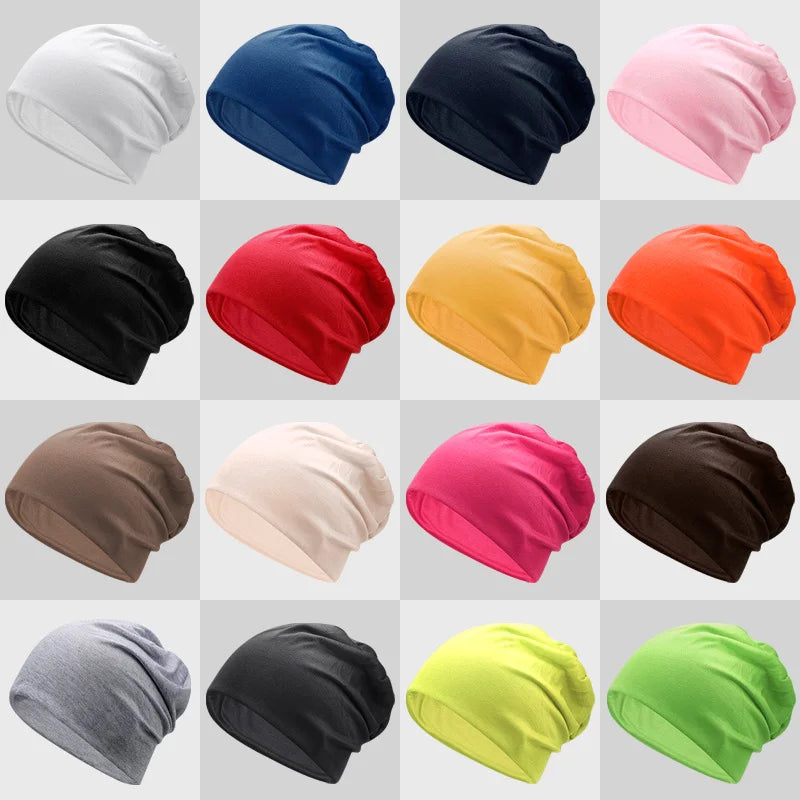 Candy Color Stacked Hat Men Women Spring Summer Thin Breathable Cover Head Hat Street Dance Headscarf Cotton Polyester Fabric