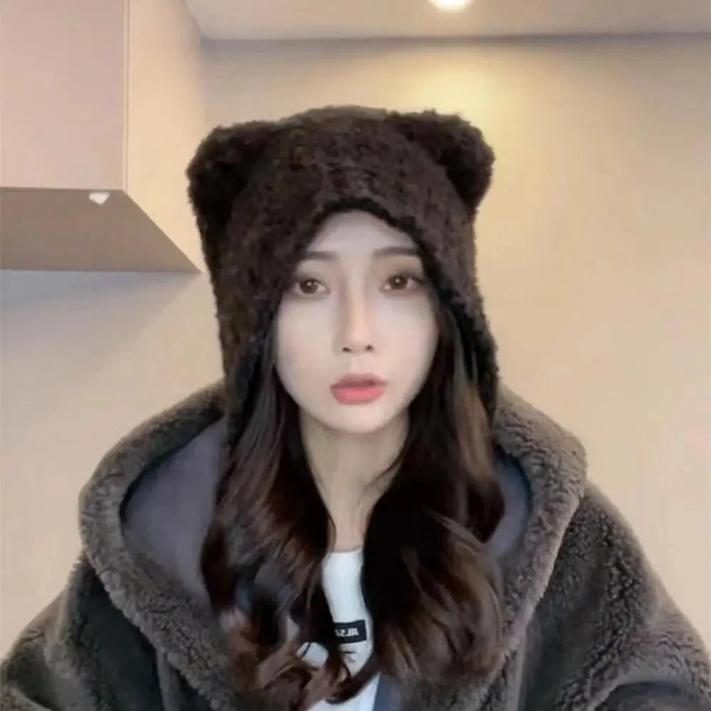 Y2K Beanie Hats for Women Winter Warm Crochet Ear Protection Hat Solid Color Unisex Autumn Knitted Caps